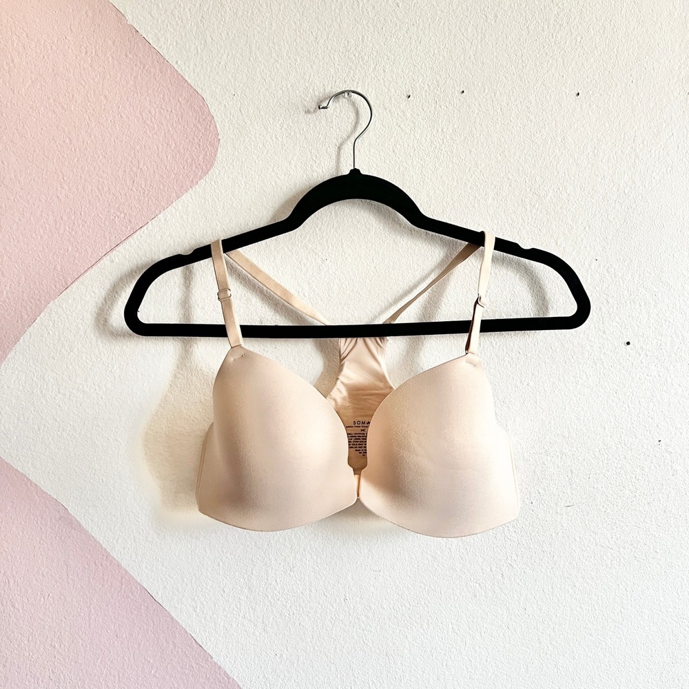 SOMA Enbliss Front Close Bra Size 34C Beige Underwire Padded Stretch